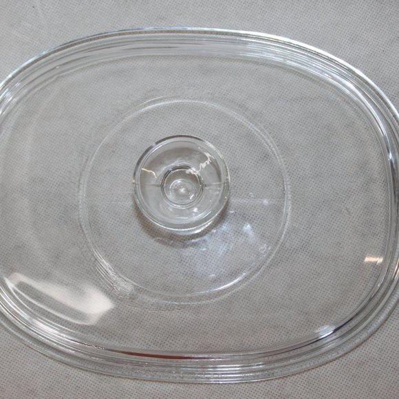 PYREX F-12-C CLEAR GLASS REPLACEMENT LID CORNING WARE 9.25" x 7" Inner Rim 1.5 q - Picture 2 of 11